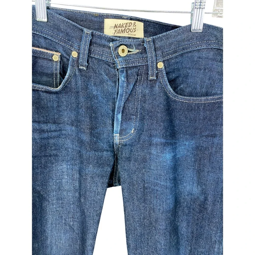 Naked & Famous Weird Guy Indigo Selvedge Blue Jeans Mens Size 29 Japanese Denim